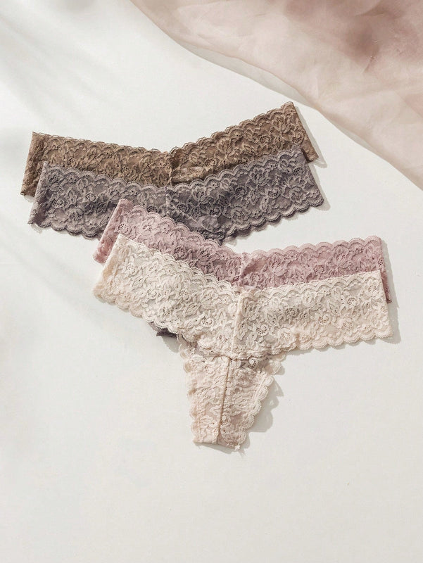 Underwear&sleepwear basics 4 paquete de lenceria de tanga de encaje floral