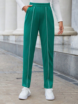 Essnce Pantalones ribete en contraste con bolsillo oblicuo