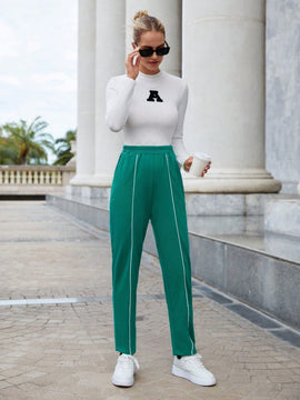 Essnce Pantalones ribete en contraste con bolsillo oblicuo