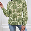 VCAY Blusa De Cuello Alto Con Estampado Completo