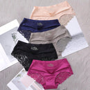 5 Piezas/set Ropa Interior Femenina: Pantalones Cortos Triangulares Sexys Y Comodos De Encaje Sin Costuras De Seda Helada
