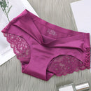 5 Piezas/set Ropa Interior Femenina: Pantalones Cortos Triangulares Sexys Y Comodos De Encaje Sin Costuras De Seda Helada
