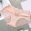 5 Piezas/set Ropa Interior Femenina: Pantalones Cortos Triangulares Sexys Y Comodos De Encaje Sin Costuras De Seda Helada
