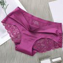 5 Piezas/set Ropa Interior Femenina: Pantalones Cortos Triangulares Sexys Y Comodos De Encaje Sin Costuras De Seda Helada