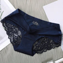 5 Piezas/set Ropa Interior Femenina: Pantalones Cortos Triangulares Sexys Y Comodos De Encaje Sin Costuras De Seda Helada