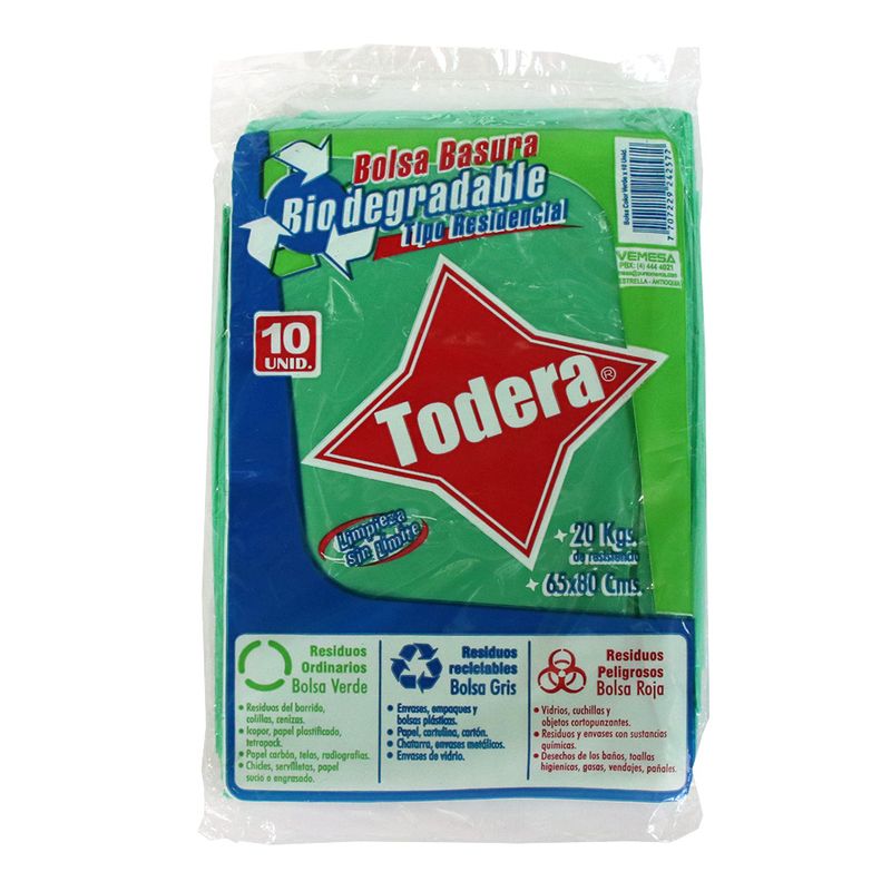 BOLSA BASURA SONSUMO 65X80 VERDE BIO