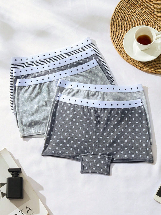 5 piezas Boyshorts con estampado de rayas