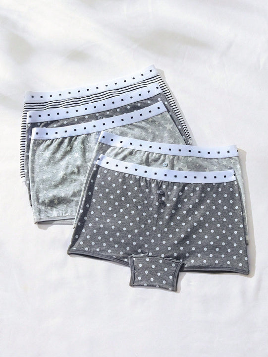 5 piezas Boyshorts con estampado de rayas