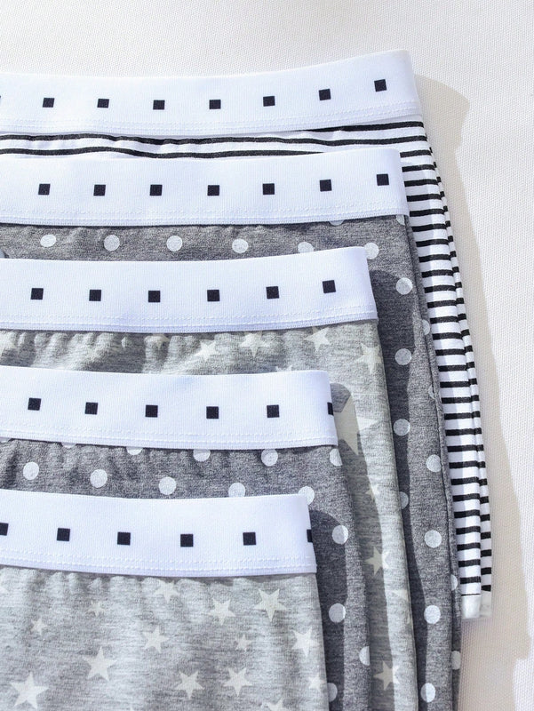 5 piezas Boyshorts con estampado de rayas