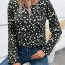 LUNE Blusa con estampado de lunares de espalda abierta con cordon