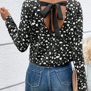 LUNE Blusa con estampado de lunares de espalda abierta con cordon