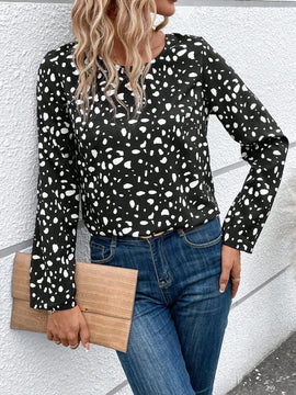 LUNE Blusa con estampado de lunares de espalda abierta con cordon