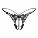 1 Pieza De Ropa Interior Sexy Bordada A La Moda Para Mujer, Con Tela Transparente, Perla Hueca, Funcion De Masaje Y Tanga Con Entrepierna Abierta, Espalda En T De Cintura Baja