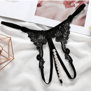 1 Pieza De Ropa Interior Sexy Bordada A La Moda Para Mujer, Con Tela Transparente, Perla Hueca, Funcion De Masaje Y Tanga Con Entrepierna Abierta, Espalda En T De Cintura Baja