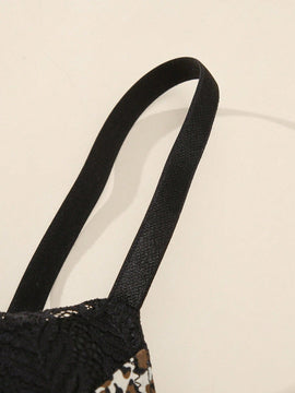 Ropa interior de mujer con estampado de leopardo, encaje en contraste y aros para el sosten