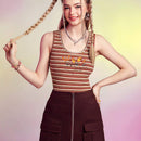 Neu Top tank con estampado de rayas con estampado de dibujos animados