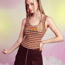 Neu Top tank con estampado de rayas con estampado de dibujos animados