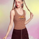 Neu Top tank con estampado de rayas con estampado de dibujos animados