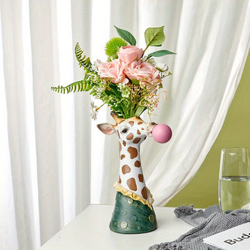 [Adorno Nórdico de Jarrón Decoración] Adorno Creativo Nórdico de Jarrón - 1 ud Decoración de Pascua para Arreglo Floral en Sala de Estar, Decoración de Animales con Jirafas y Cebras - Regalo Único de Año Nuevo