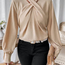 Frenchy Blusa unicolor girante delantero de manga obispo