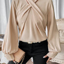 Frenchy Blusa unicolor girante delantero de manga obispo