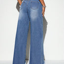BAE Jeans de talle alto bajo crudo de pierna ancha