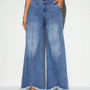 BAE Jeans de talle alto bajo crudo de pierna ancha