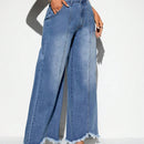BAE Jeans de talle alto bajo crudo de pierna ancha
