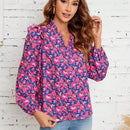 Frenchy Blusa con estampado floral ribete con fruncido de manga farol