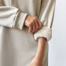 Relaxiva sudadera con capucha larga forrada de forro polar con estampado de eslogan casual, otono/invierno