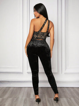 SXY Pantalones Pitillo De Terciopelo Con Pliegues Para Atuendo De Fiesta Y De Nochevieja