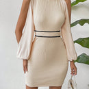 Prive Vestido ajustado de hombros descubiertos de manga farol