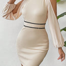 Prive Vestido ajustado de hombros descubiertos de manga farol