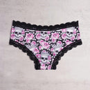 3 Piezas Bragas Hipster De Encaje En Contraste, Bragas Intimas Con Estampado De Calavera De Halloween, Ropa Interior Y Lenceria Para Mujer