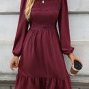 Frenchy Vestido con encaje de manga farol bajo con fruncido