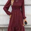 Frenchy Vestido con encaje de manga farol bajo con fruncido