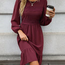 Frenchy Vestido con encaje de manga farol bajo con fruncido