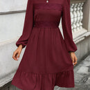 Frenchy Vestido con encaje de manga farol bajo con fruncido