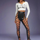 Haute Pantalones De PU Con Cordones Delanteros