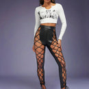 Haute Pantalones De PU Con Cordones Delanteros