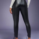 Haute Pantalones De PU Con Cordones Delanteros