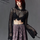ROMWE Goth Sudadera Acortada Con Huecos Sin Sujetador