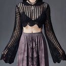 ROMWE Goth Sudadera Acortada Con Huecos Sin Sujetador