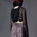ROMWE Goth Sudadera Acortada Con Huecos Sin Sujetador