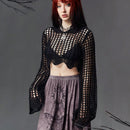 ROMWE Goth Sudadera Acortada Con Huecos Sin Sujetador