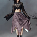 ROMWE Goth Sudadera Acortada Con Huecos Sin Sujetador