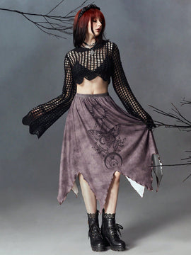 ROMWE Goth Sudadera Acortada Con Huecos Sin Sujetador
