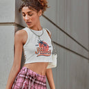 Top tank crop con estampado de palmera y letra