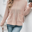 LUNE Jersey de cuello alto de hombros caidos con parche de bolsillo