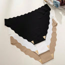 3 Unids/paquete Bragas Triangulares Sin Costuras De Talle Bajo Con Borde Ondulado